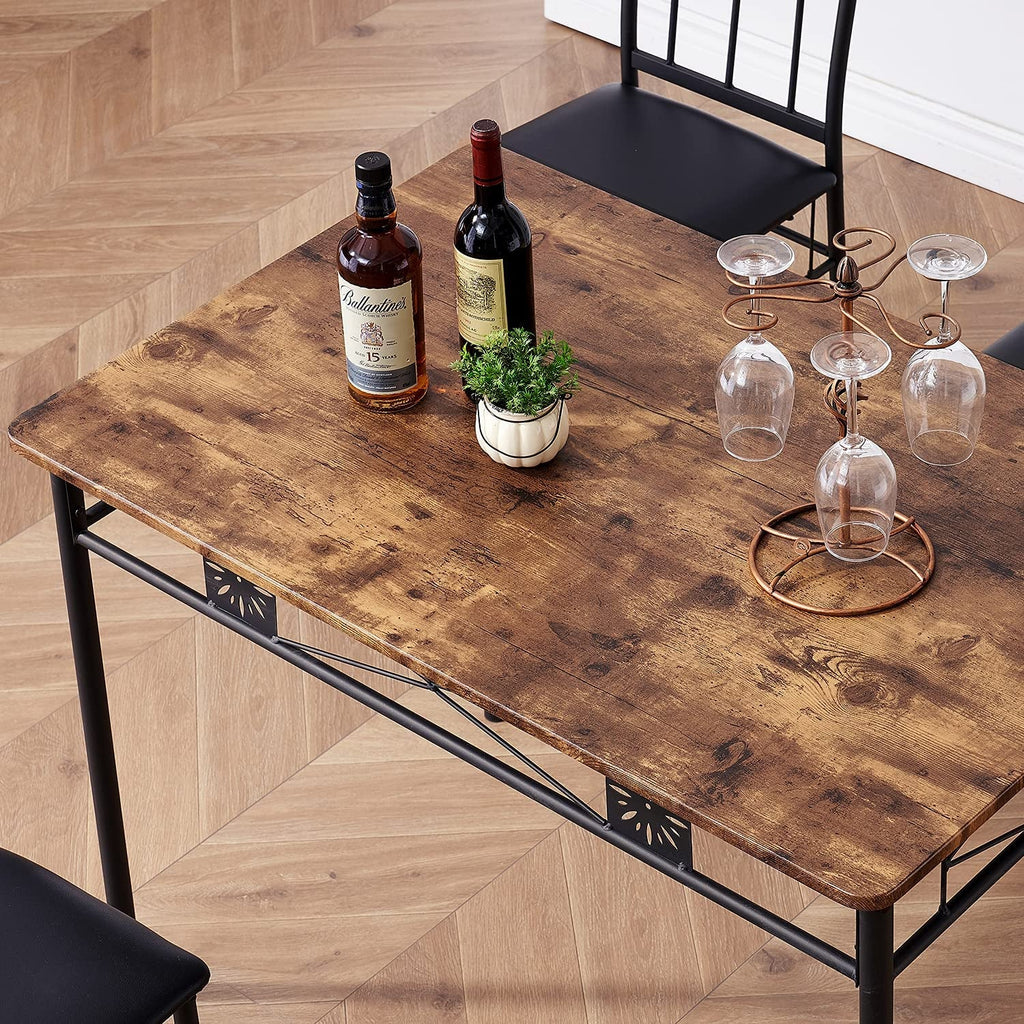 Dining Table Set For 4 With Wood Top Table And Stowable Chairs In