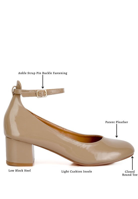 Debbie Ankle Strap Low Block Heel Sandals