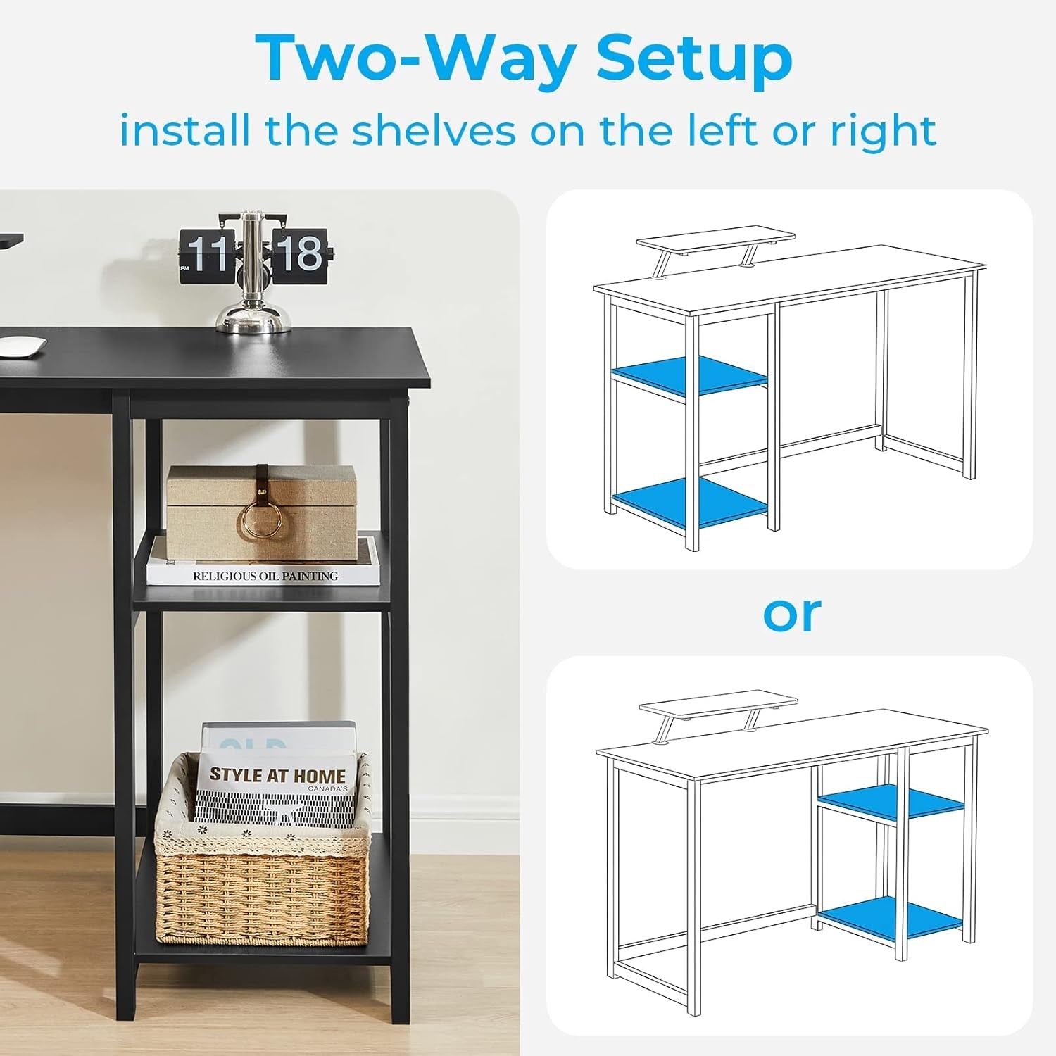 Computer Desk 39 Inch with Monitor Stand, Office Desk with Adjustable