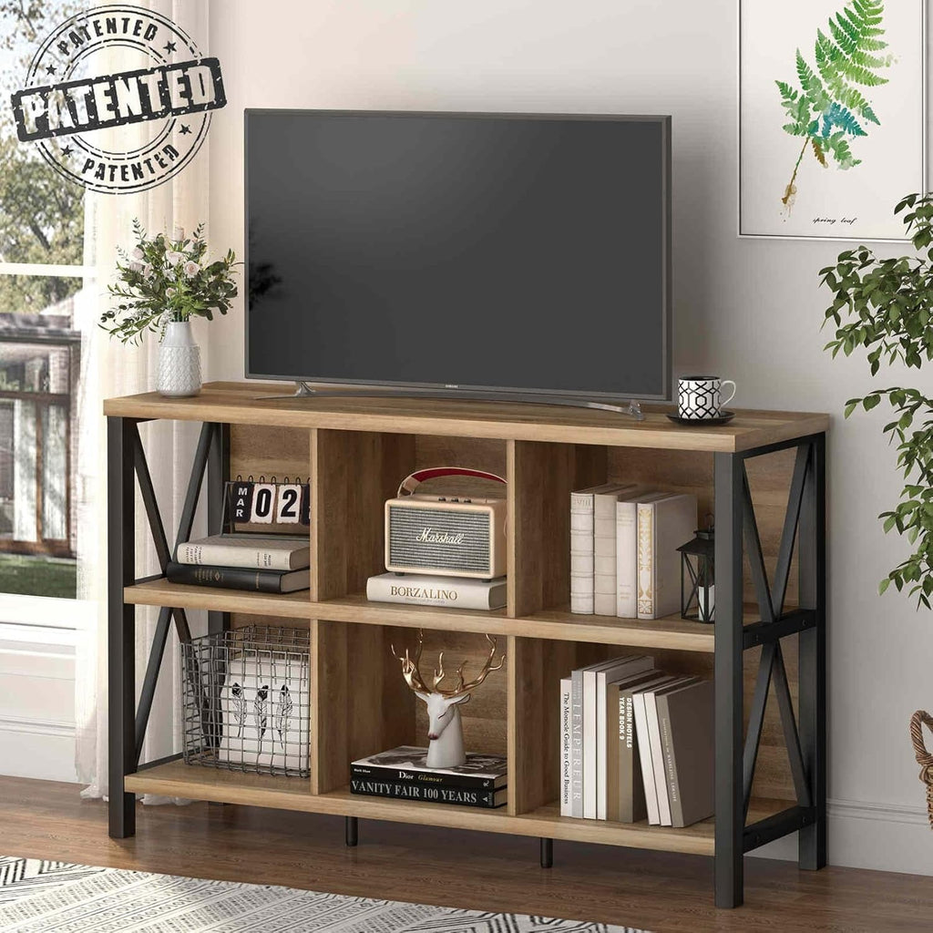 6 Cube Storage Organizer With Shelf Rustic Oak Bookcase