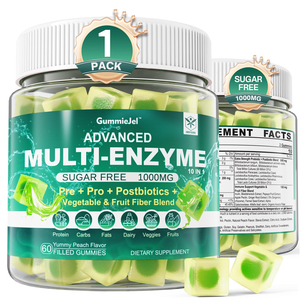 Digestive Enzymes with Probiotics and Prebiotics & Postbiotic for Women & Men Supplement 1000mg Super Enzymes + 90Billion CFU Probiotic & Fiber for Digestive & Gut HealthOccasional Gas & Bloating