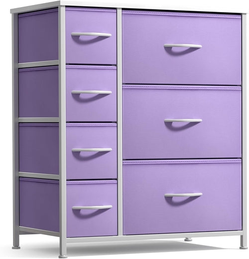 7 Drawer Dresser In Pastel Purple For Kids Clothes Storage
