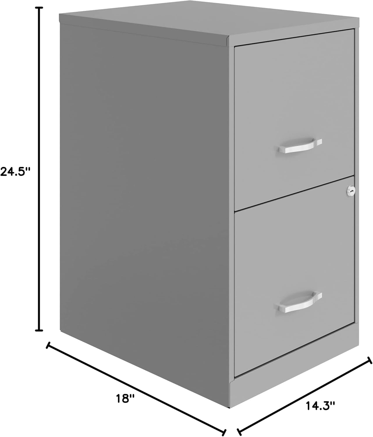 2-Drawer File Cabinet, 14.2" X 18" X 24.5", Silver