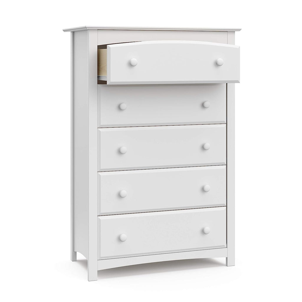 White Storkcraft Kenton 5 Drawer Dresser For Nursery