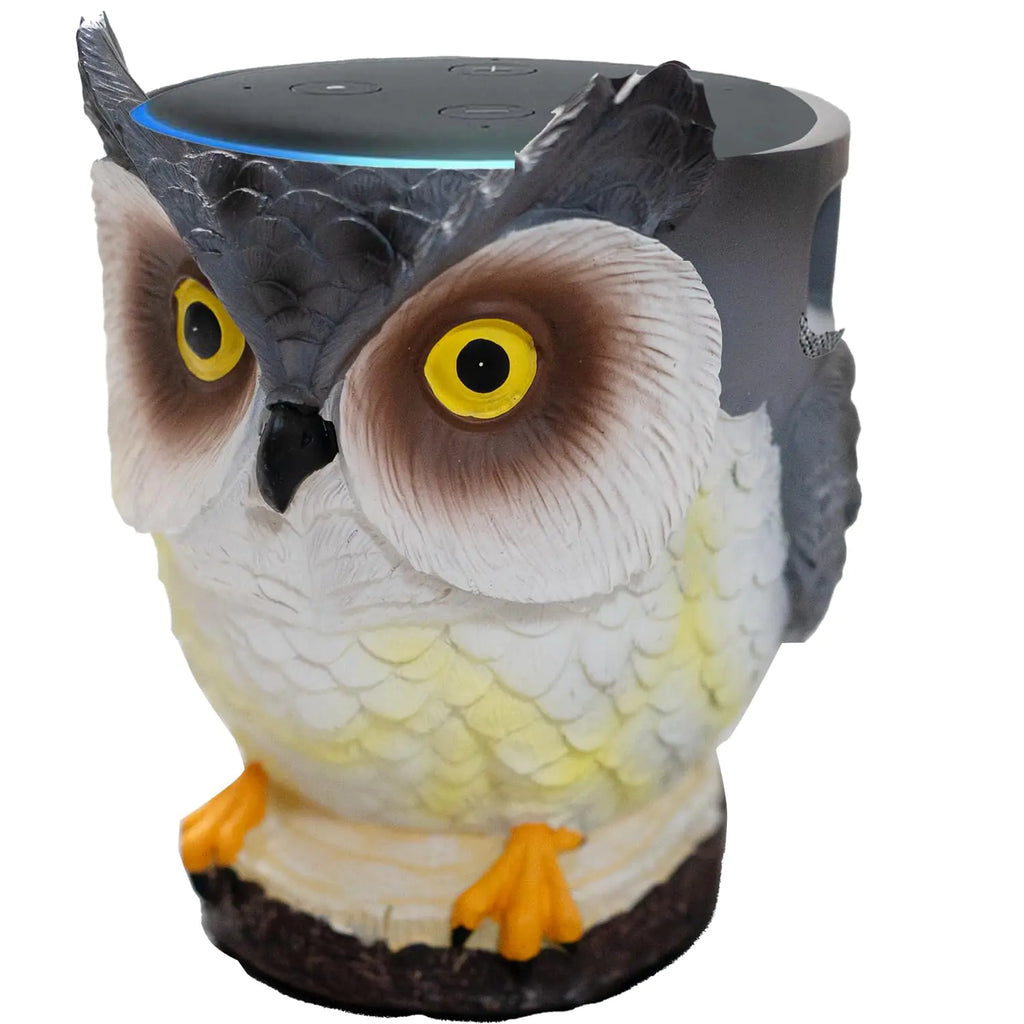 Owl Holder Stand Upgraded Owl Statue Smart Speaker Holder Stand for Echo Dot 4th/3rd/2nd and 1st Generation Google Home Mini/Google Nest Mini (2nd Gen) Home Decor Owl Shape Cartoon Decor-Grey