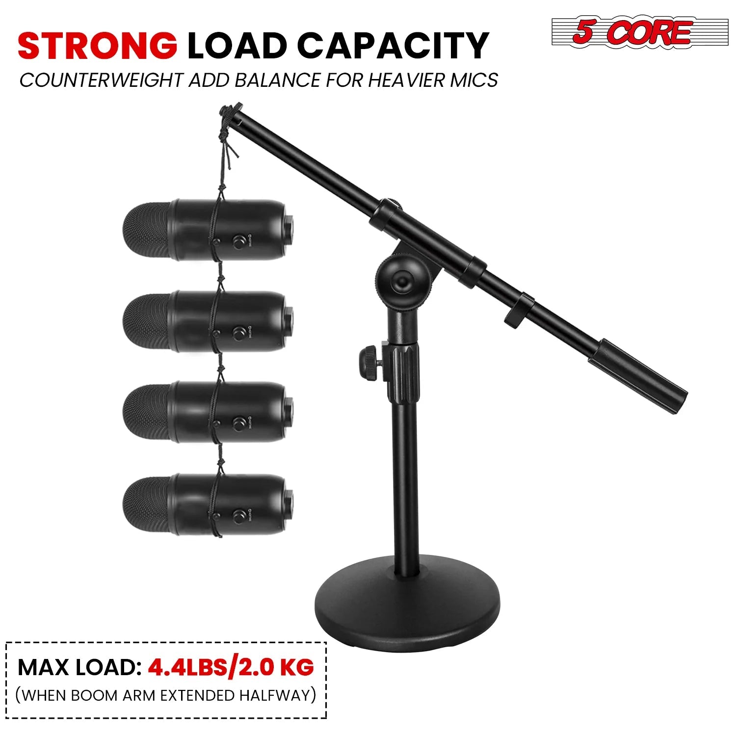 5Core round Base Desktop Mic Stand Universal Desk Microphone Holder
