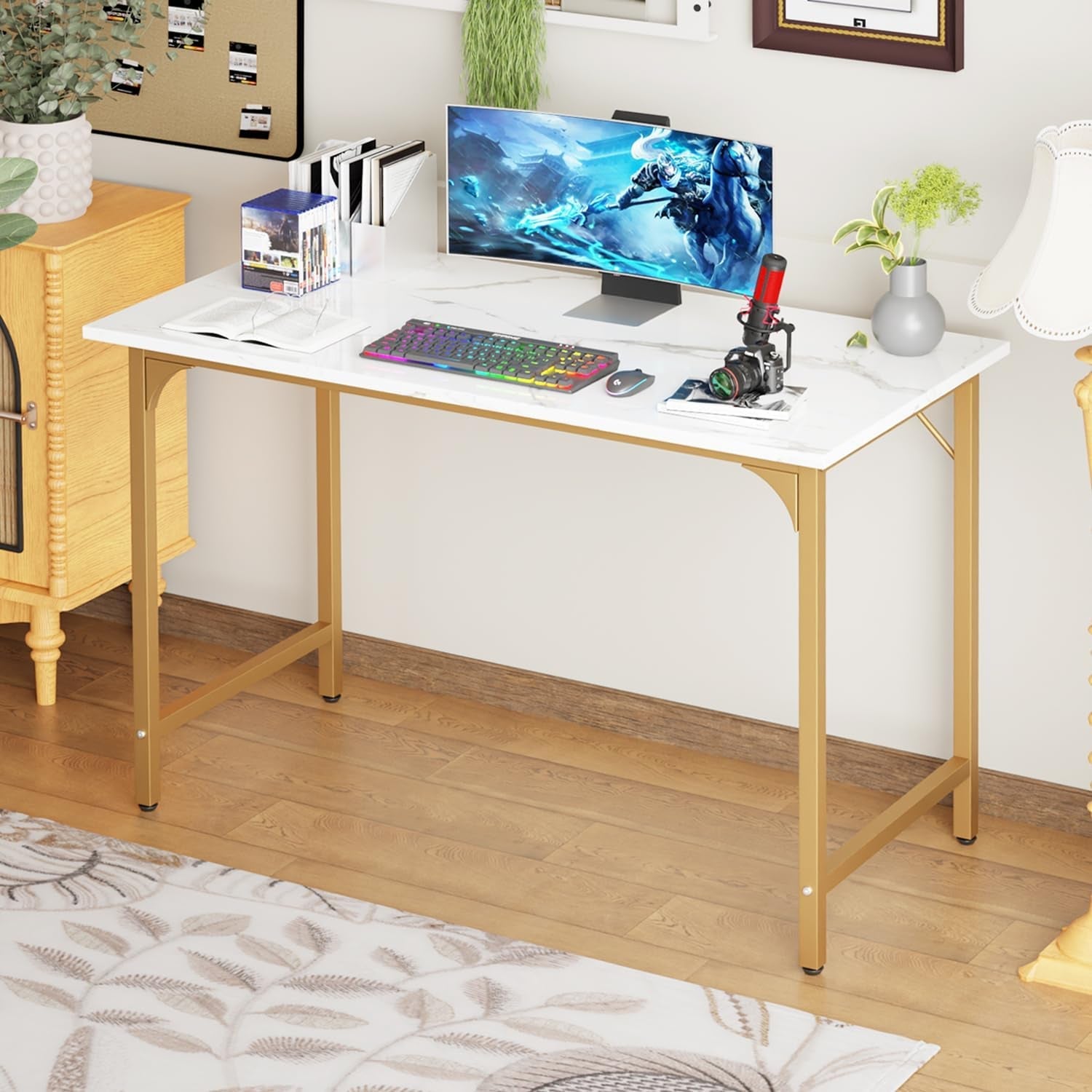 Computer Desk,47 Inches Home Office Desk Writing Study Table Modern