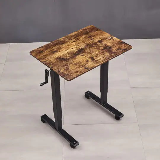 Hand Crank Adjustable Office Desk Height Adjustable, With Flat Metal Legs Or Rolling Wheels  Perfect For Home, Office, Gaming, Or Study Use