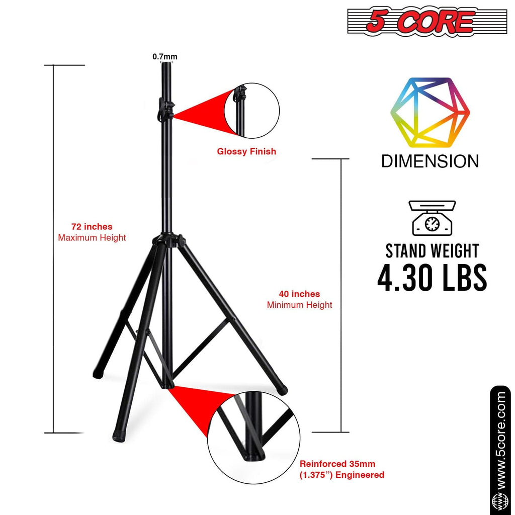 5 Core Speaker Stand Height Adjustable PA DJ Tripod Studio Monitor