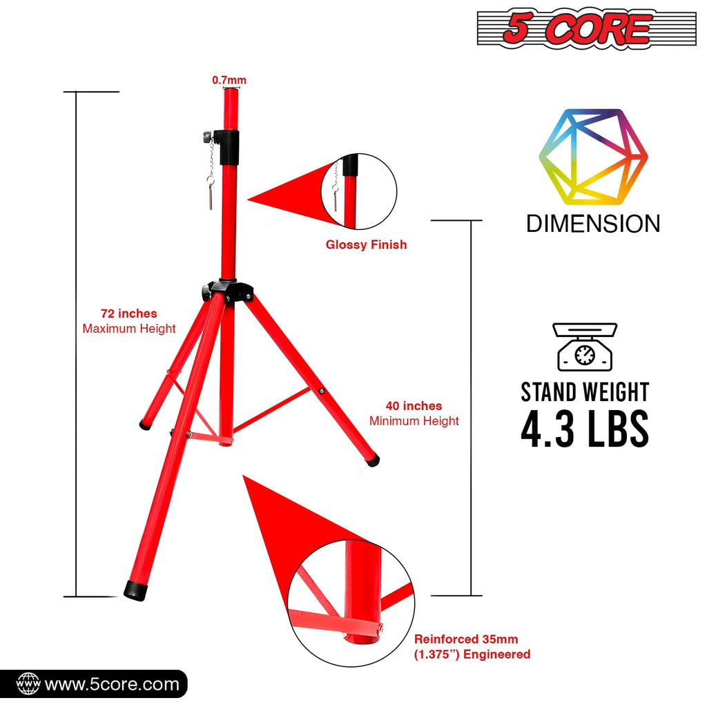 5 Core Speaker Stand Height Adjustable PA DJ Tripod Studio Monitor