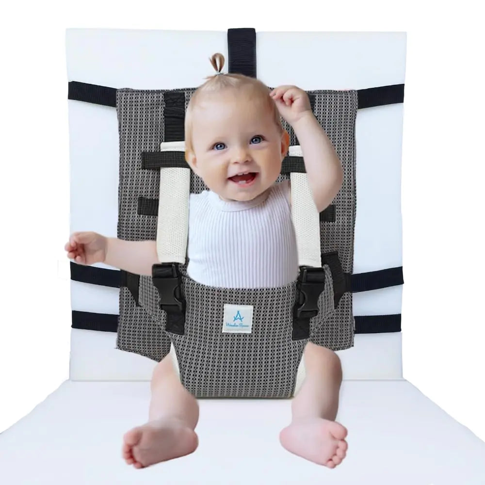 Wonder Space Safety Seat Harness for Baby Upgraded Extra Breathable & Soft Polyster for Babys Delicate Skin Universal Chairs Fit for Travel & Home Dining Portable Infant Feeding Baby Gear (Grey)