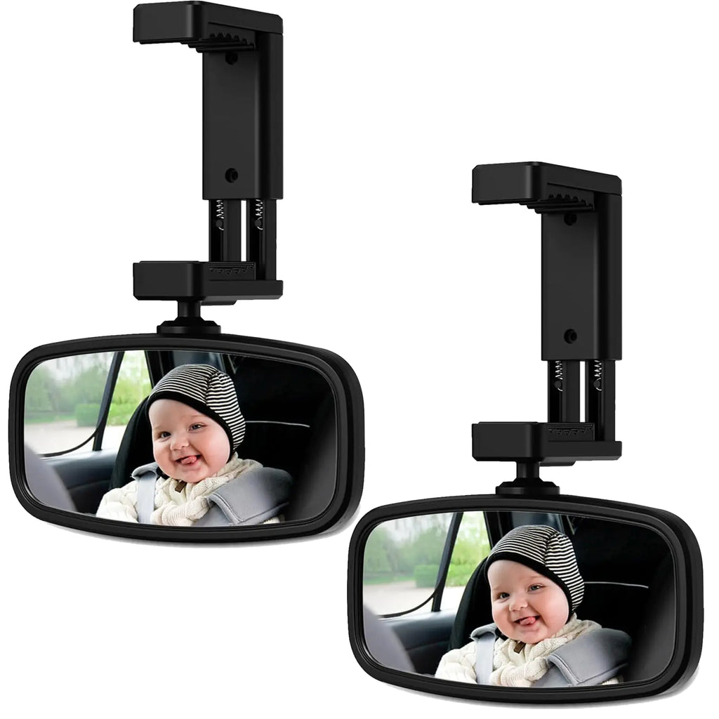 KERHAND 360° Baby Car Mirror for Baby Rear Facing Adjustable Car Seat Mirror for Back Seat Safety Toddler Car Rear View Mirror Accessories and So Easy to Install (2 Pack)