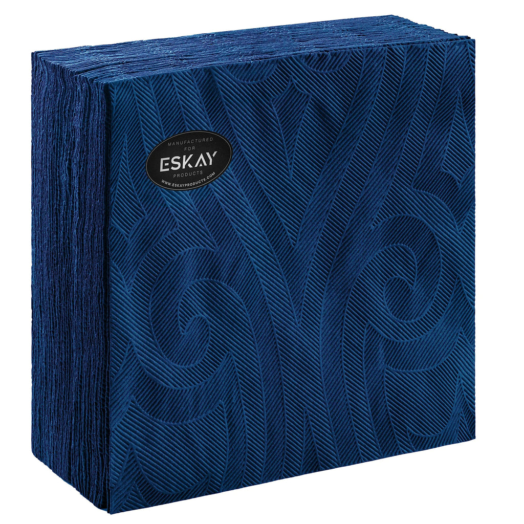 Dark Blue Dinner Extra Heavy Paper Napkins - 8"x 8"- Disposable Dinner Napkins - Alternative To a Real Cloth Napkin - Elegant Designed Napkin 40-Bag