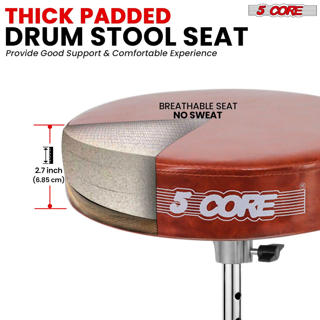5Core Drum Throne Padded Guitar Stool Adjustable Drummer Seat for