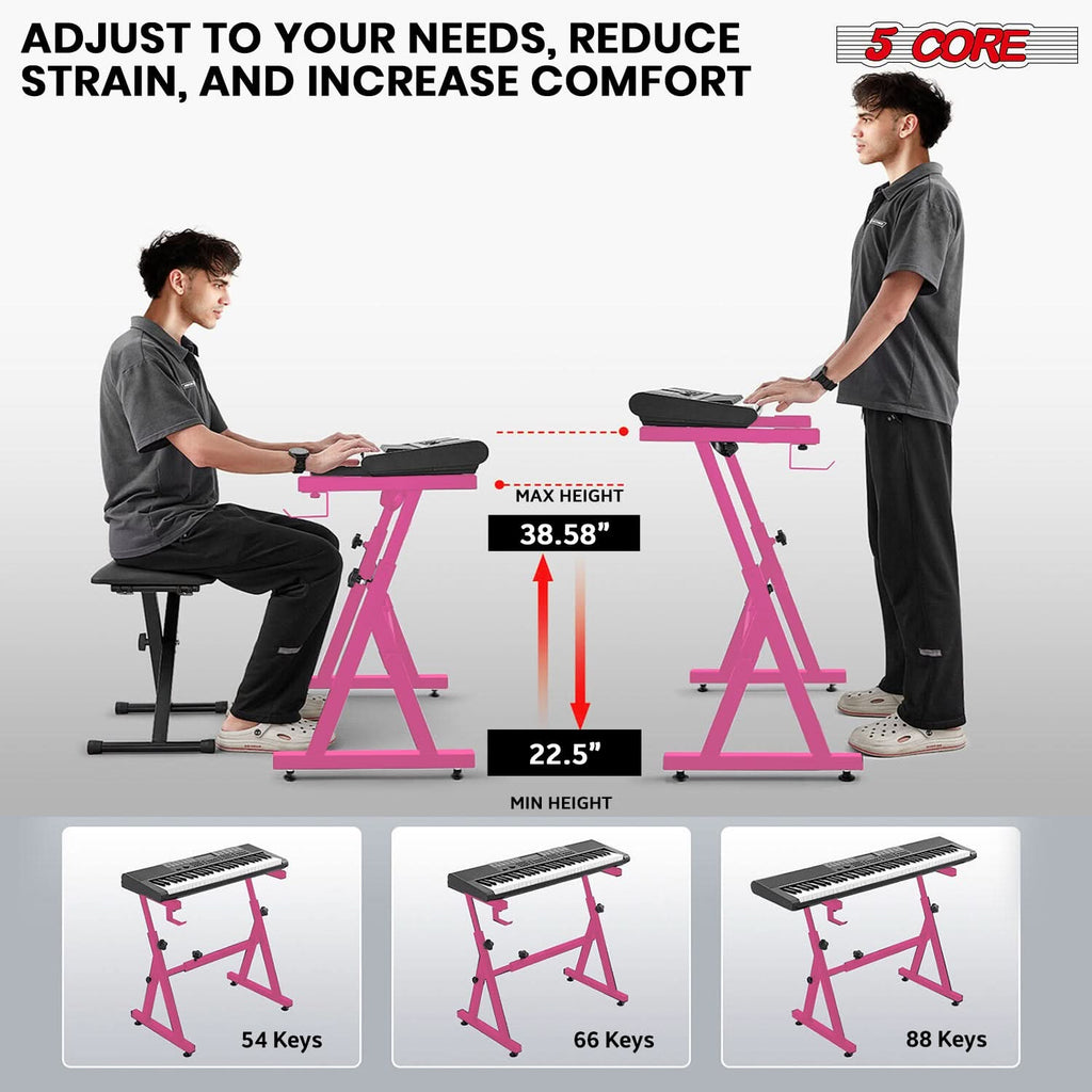 5Core Keyboard Stand Z Style Heavy Duty Sturdy Piano Riser Height
