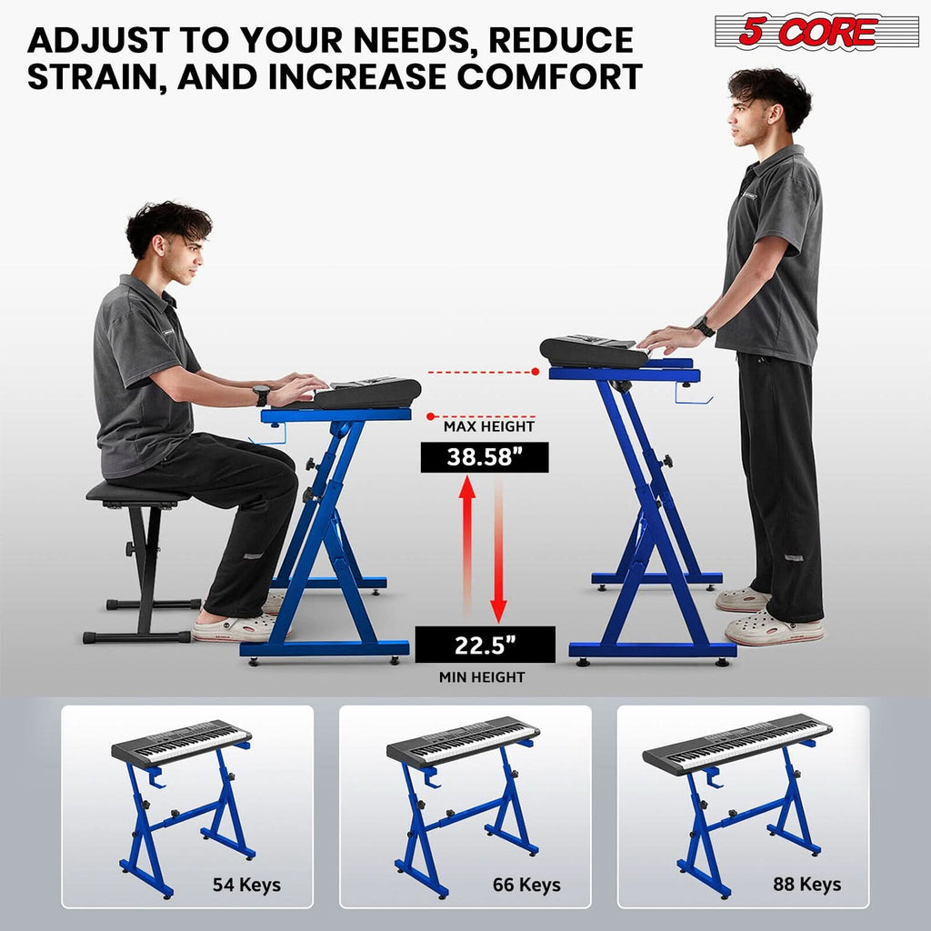 5Core Keyboard Stand Z Style Heavy Duty Sturdy Piano Riser Height