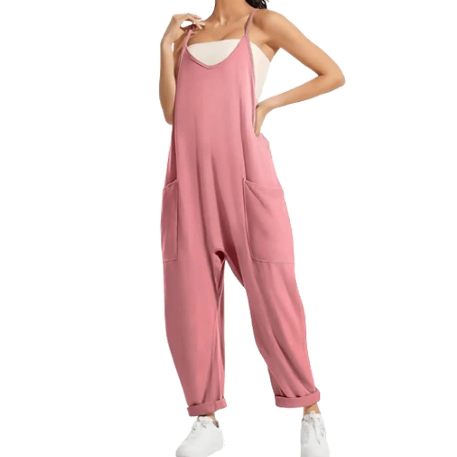 Menglihualuo Lahloya Maternity JumpsuitOversized Jumpsuit - Maternity & PostpartumLahloya Pregnancy Jumpsuit (PinkXX-Large)