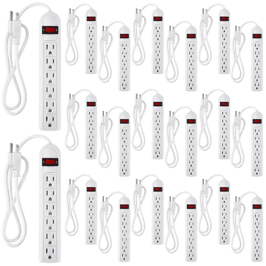 Kanayu 20 Pack 6 Outlet Power Strip Surge Protector 4 ft Cord Low Profile Flat Plug Surge Protector Power Strip for Home Office