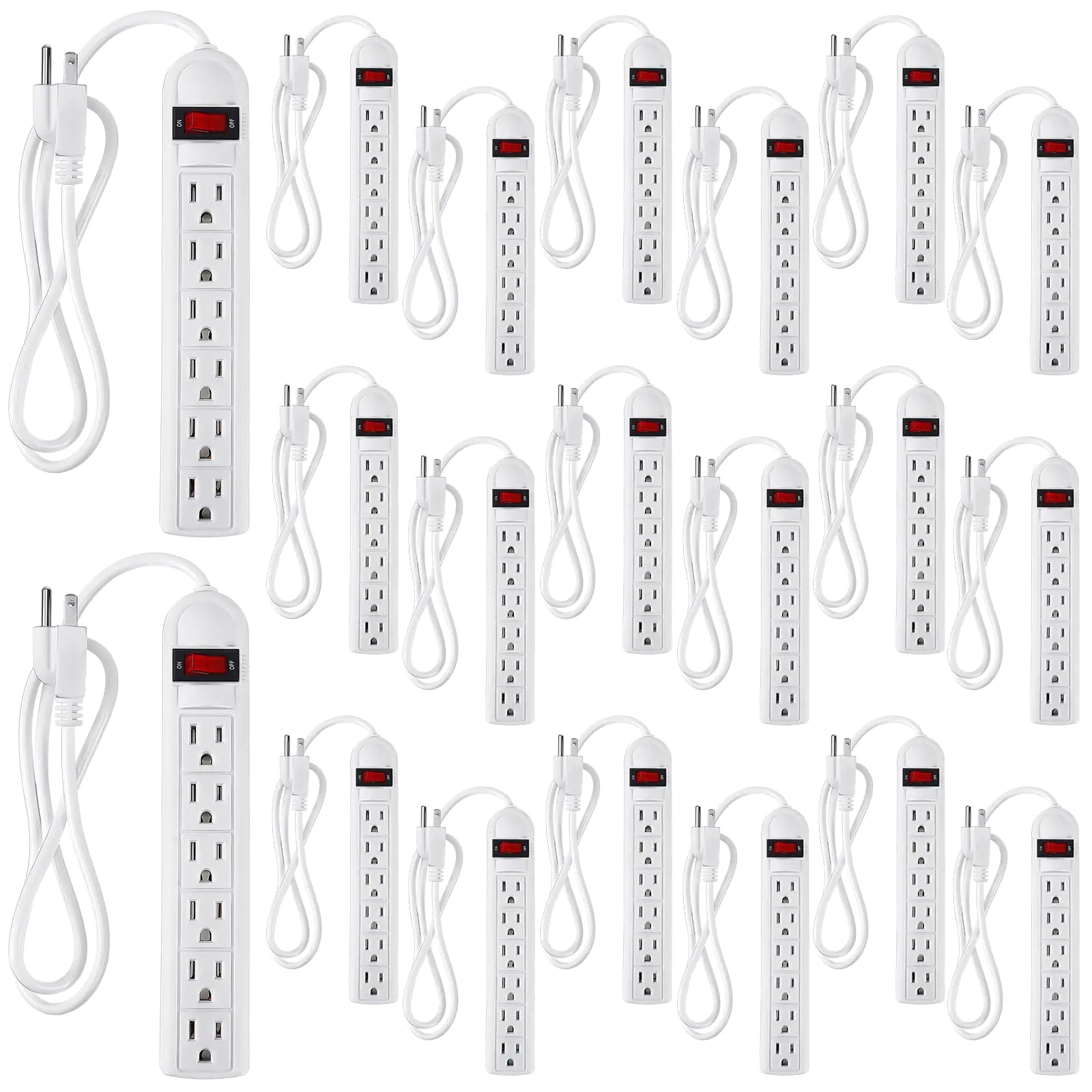 Kanayu 20 Pack 6 Outlet Power Strip Surge Protector 4 ft Cord Low Profile Flat Plug Surge Protector Power Strip for Home Office