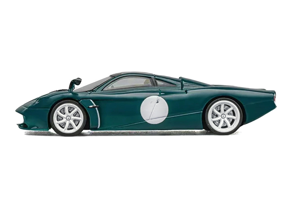 Pagani Huayra Codalunga Green with Sunroof and Extra Wheels 1/64 Diecast Model Car by CM Model-2