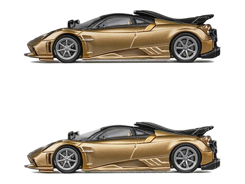 Pagani Imola Gold Carbon Metallic with Black Carbon Top with Extra Wheels 1/64 Diecast Model Car by CM Model-0