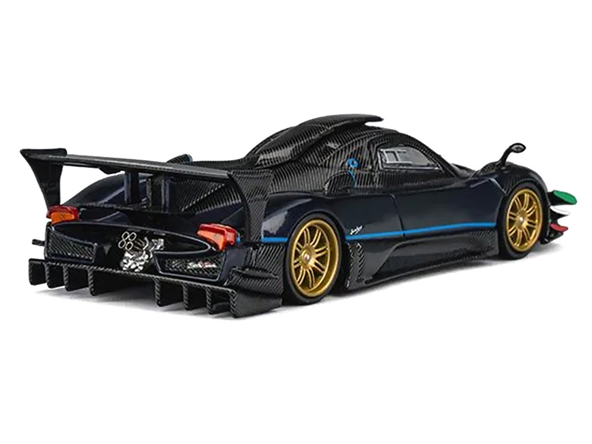 Pagani Zonda Revolucion Dark Blue Metallic and Carbon with Extra Wheels 1/64 Diecast Model Car by CM Model-3
