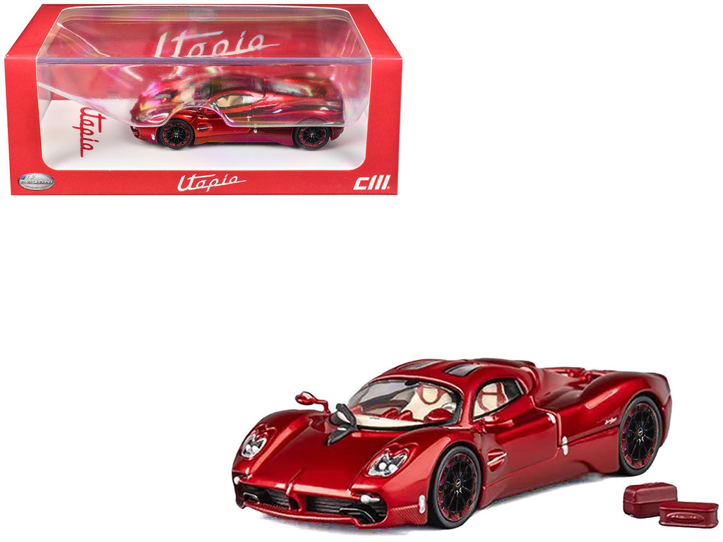 Pagani Utopia Red Metallic with Red Carbon Top 1/64 Diecast Model Car by CM Model-3