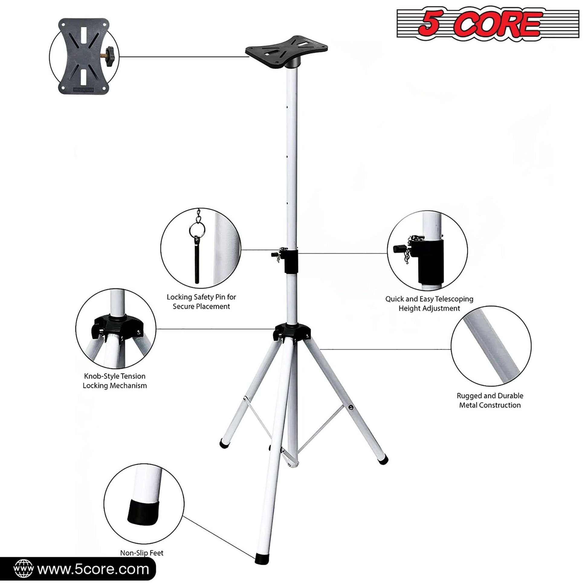 5 Core Speaker Stand Height Adjustable PA DJ Tripod Studio Monitor