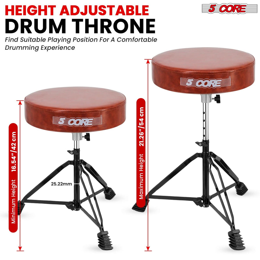 5Core Drum Throne Padded Guitar Stool Adjustable Drummer Seat for