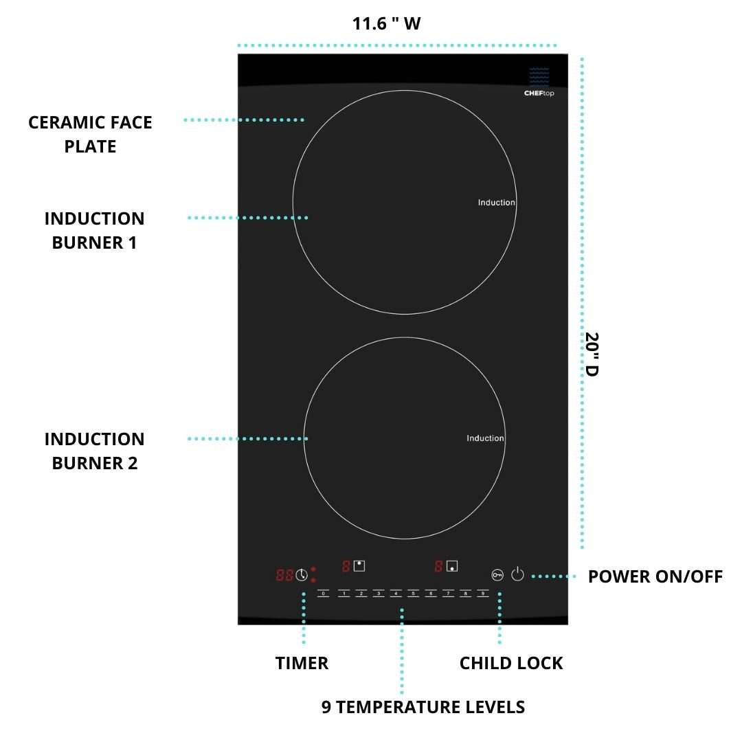 CHEFTop 2 - Dual Burner Induction Cooktop Horizontal