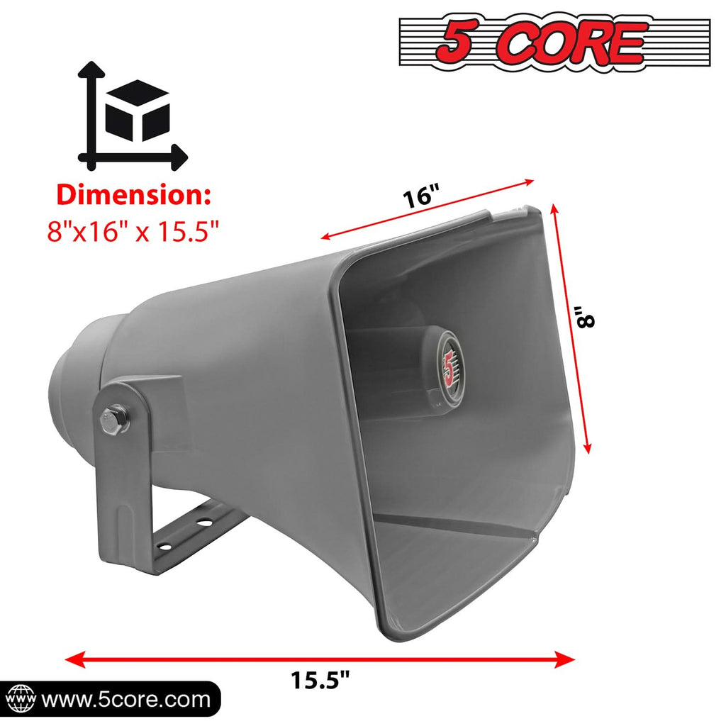 5 Core PA Horn Speaker Outdoor 8x16" Siren Loudspeaker 40W RMS Loud