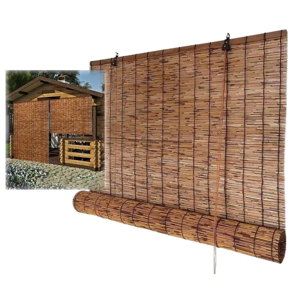 Blackout Bamboo Blinds Bamboo Roll Up Shades for Indoor Windows Waterproof Cordless Roller Shades Privacy Partition Outdoor Natural Reed Curtains for Home Patio Porch 73 Inch W x 66 Inch H