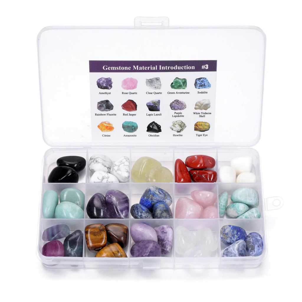 GEHECRST Assorted Healing Crystals Gemstone Box Tumbled Natural Rock Quartz Crystal Stones Chip Bulk for Wicca Reiki Chakra Healing Meditation Home Decor DIY Project Spiritual Crystal Gift