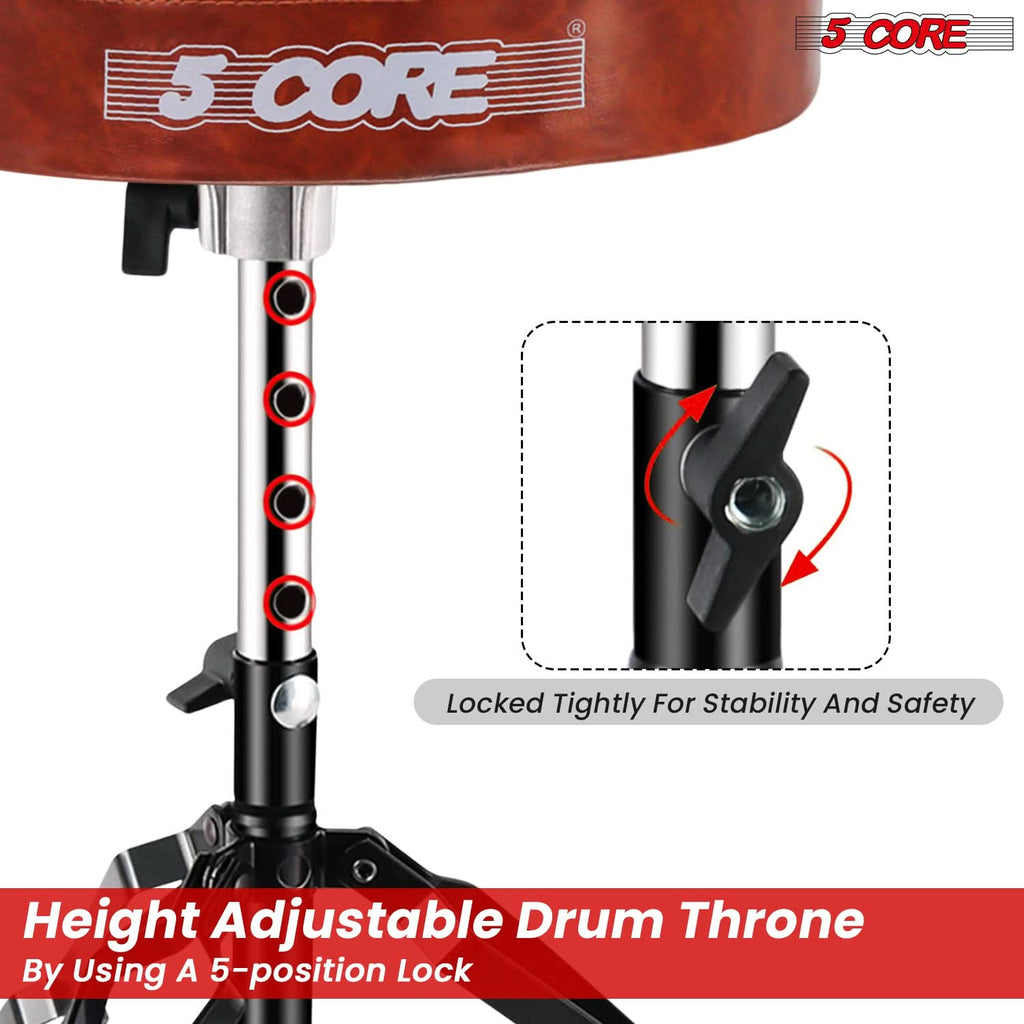 5Core Drum Throne Padded Guitar Stool Adjustable Drummer Seat for