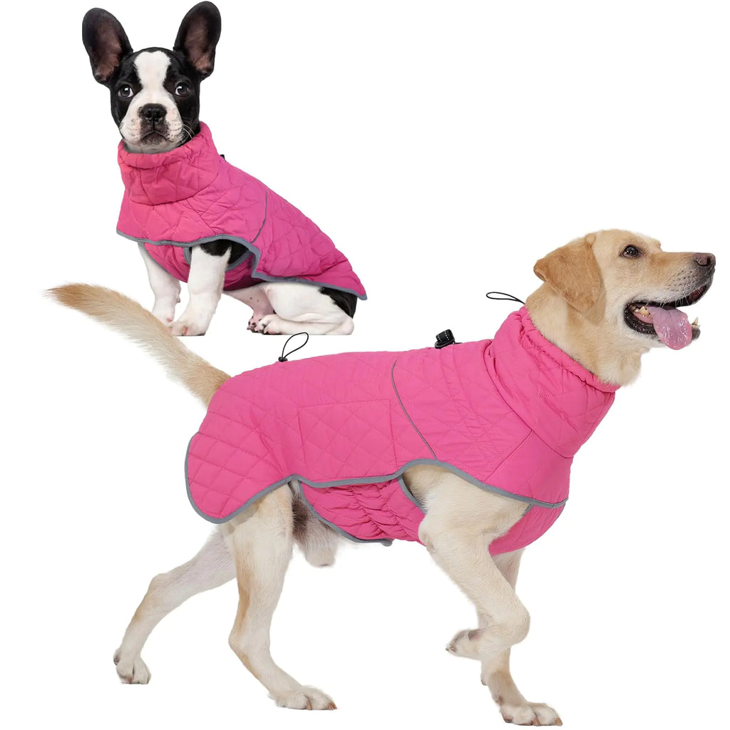Dog Winter Coat Waterproof Dog Puffer Jacket Windproof Dog Coats for Small Medium Large Dogs Cold Weather Coats with Harness Built in Reflective Turtleneck Dog Fleece Jacket Adjustable Dog Snowsuit