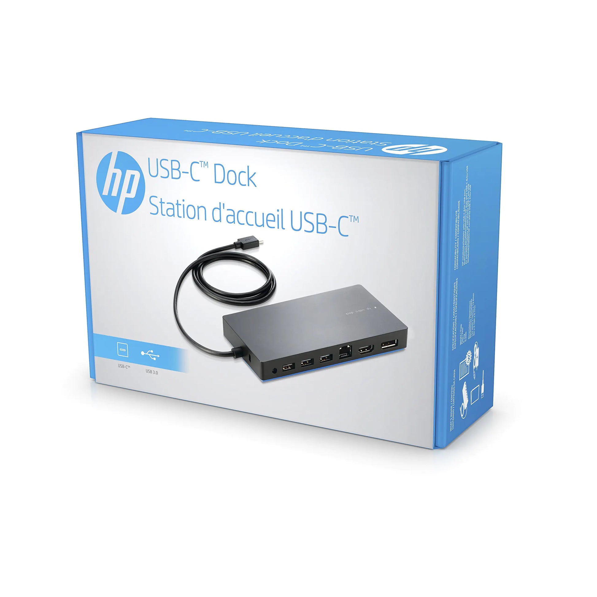 HP Y0K80AA#ABA Dock for USB-A/C Laptops (USB-A/C to HDMI DisplayPort USB-C USB-A and Ethernet)