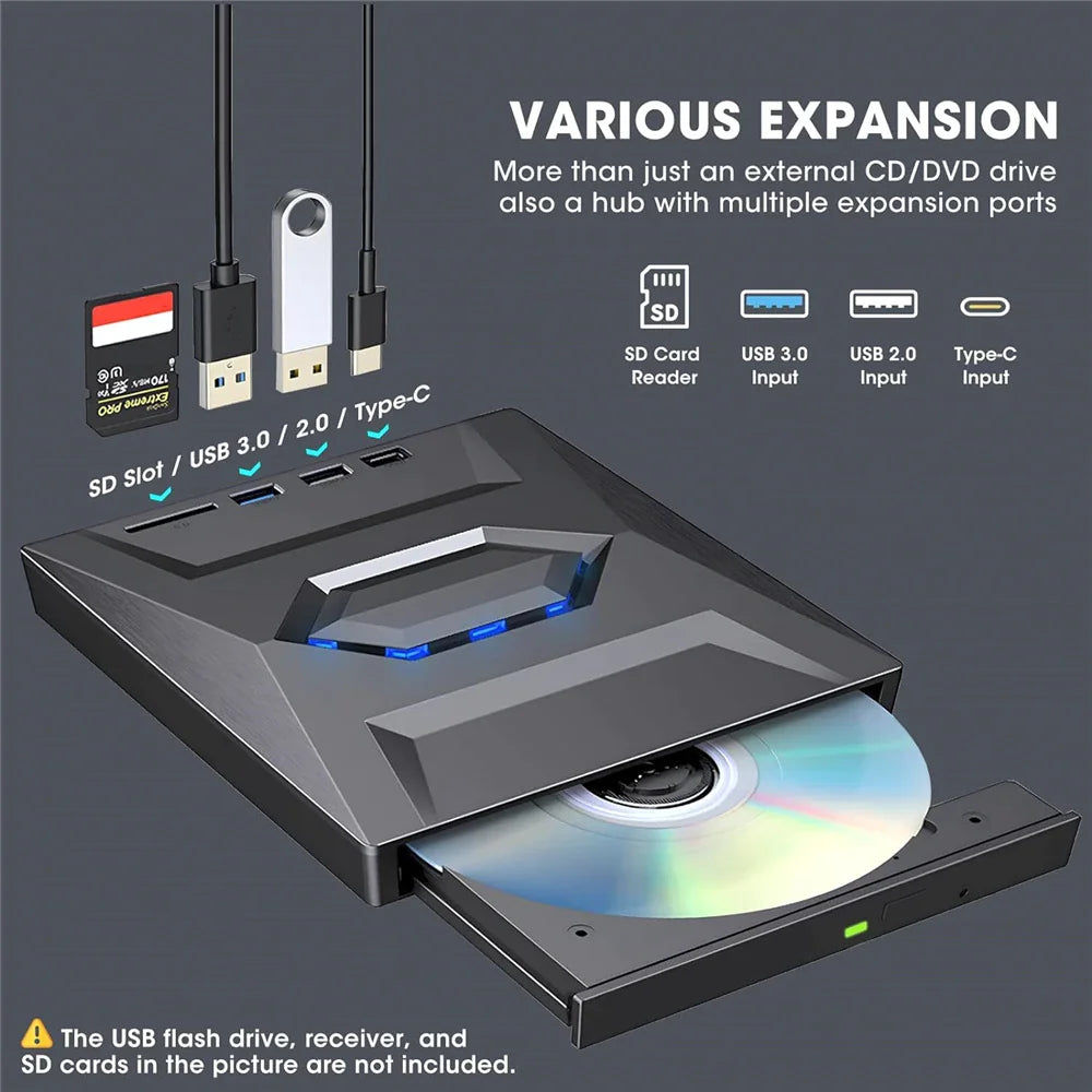 External CD DVD Drive USB 3.0 Writer Burner Player for PC Laptop Windows 11 10