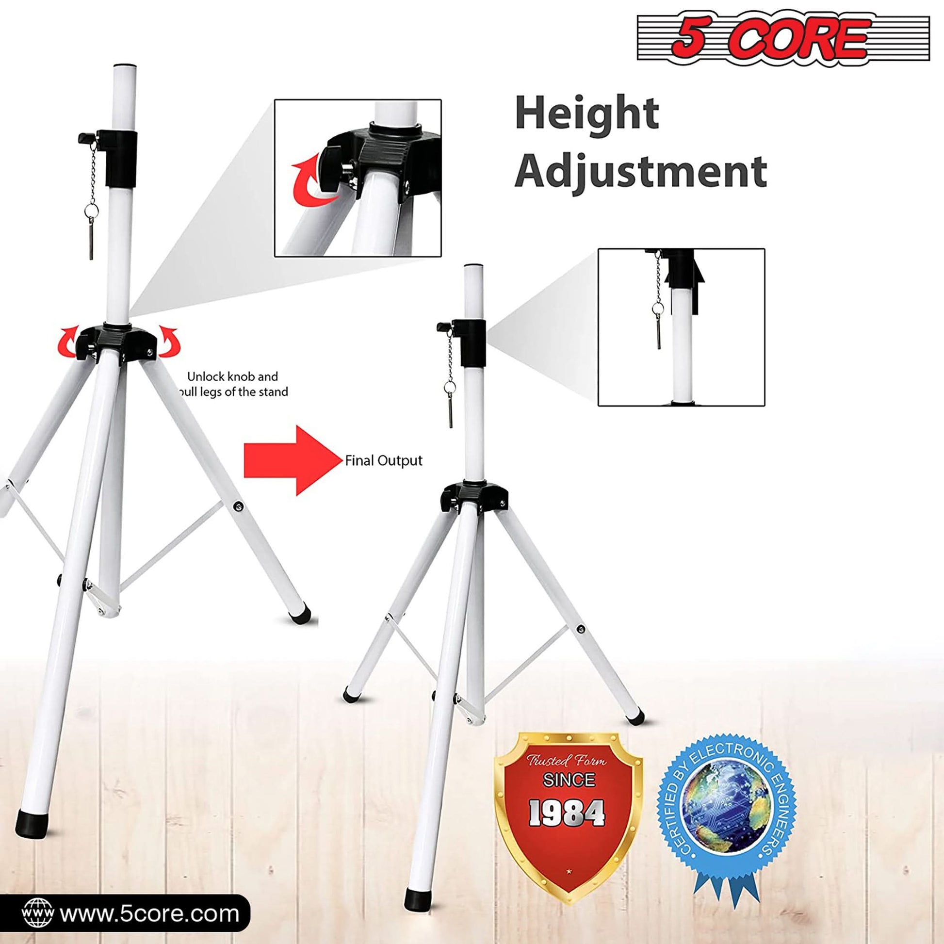 5 Core Speaker Stand Height Adjustable PA DJ Tripod Studio Monitor