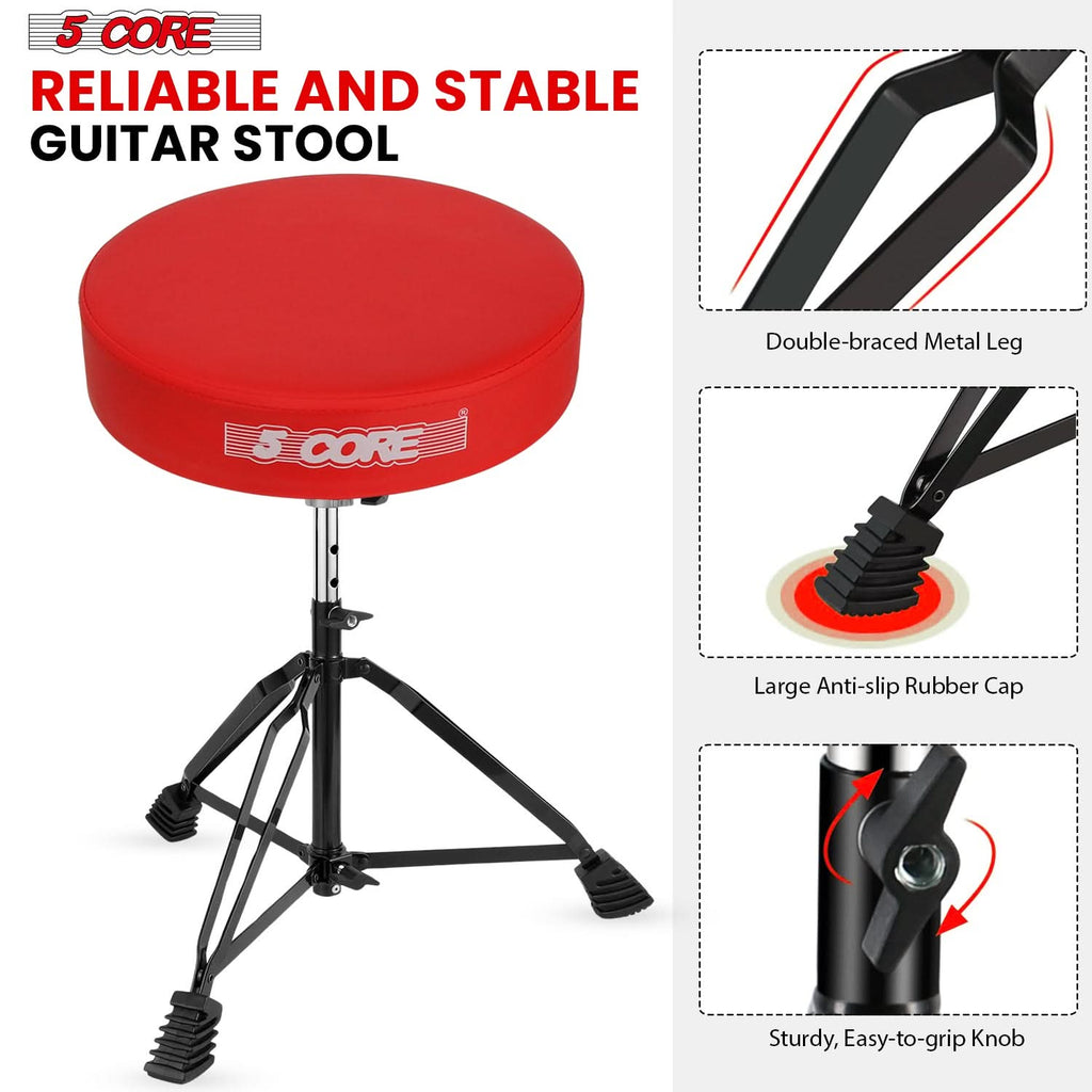 5Core Drum Throne Padded Guitar Stool Adjustable Drummer Seat for