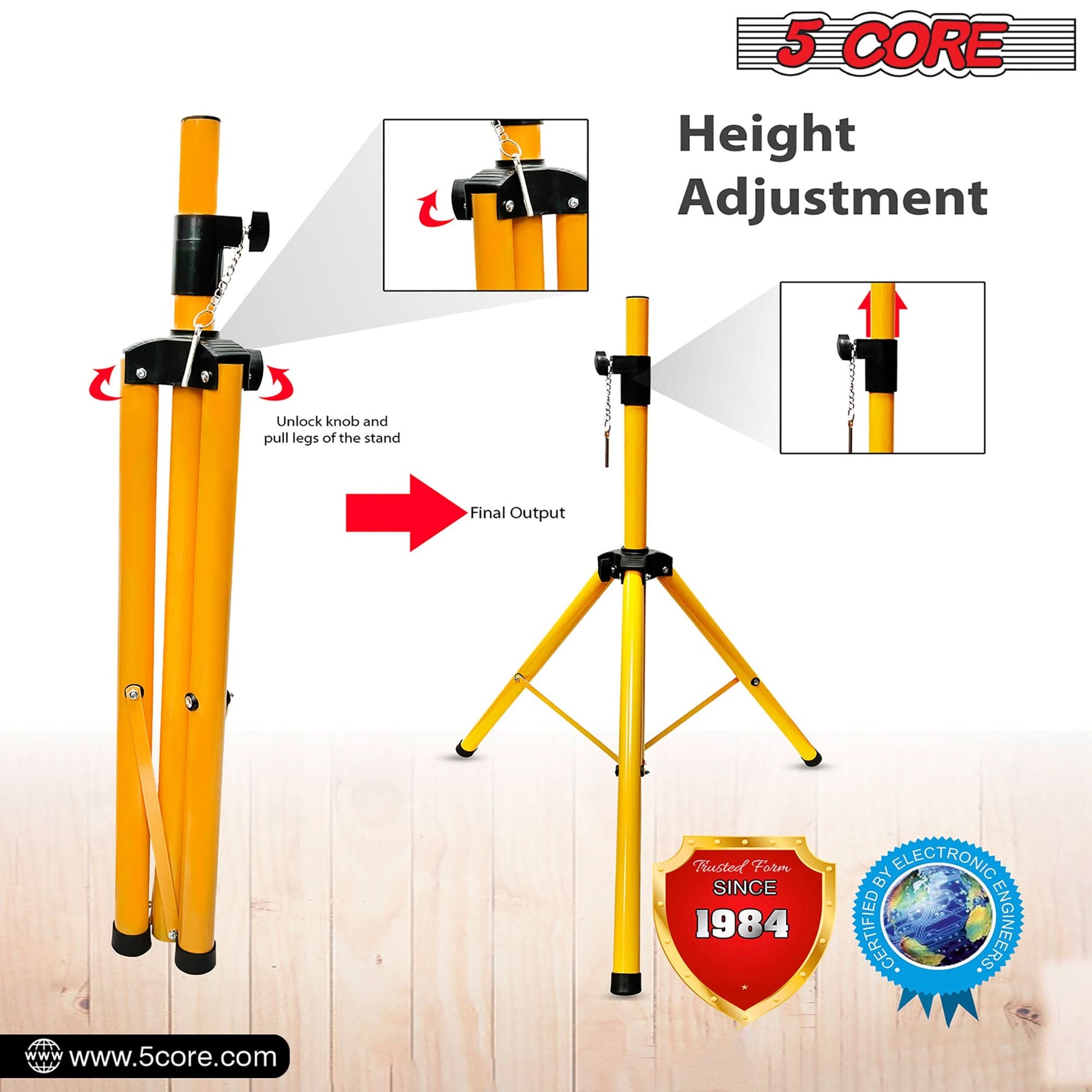 5 Core Speaker Stand Height Adjustable PA DJ Tripod Studio Monitor