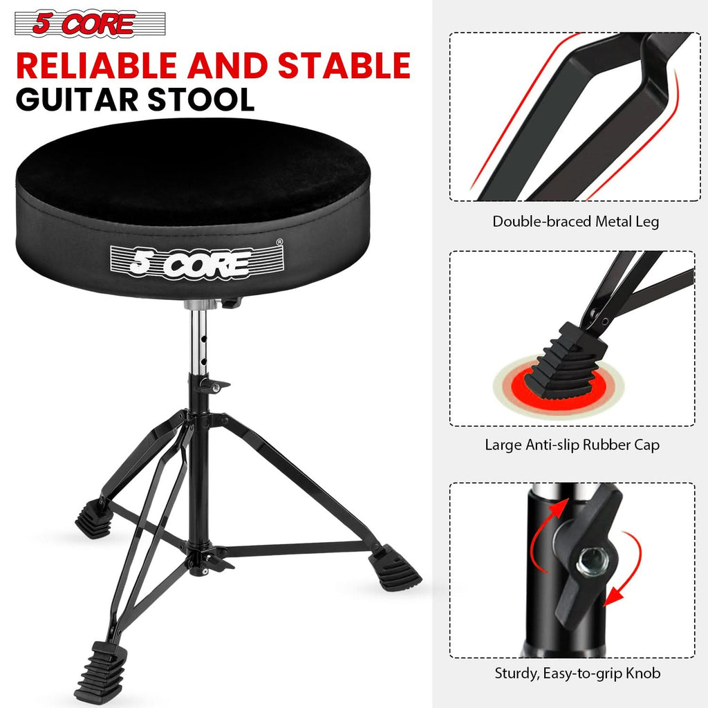 5Core Drum Throne Padded Guitar Stool Adjustable Drummer Seat for