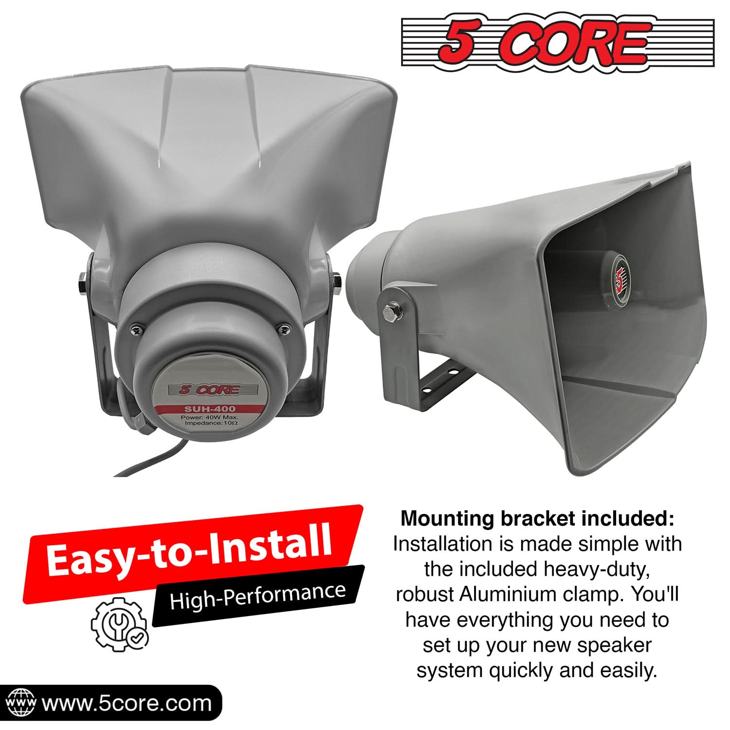 5 Core PA Horn Speaker Outdoor 8x16" Siren Loudspeaker 40W RMS Loud