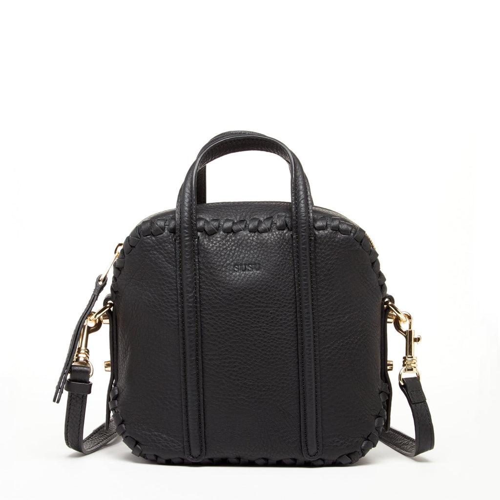 Black Purse Leather Crossbody Bag Medium Size Women's Handbag