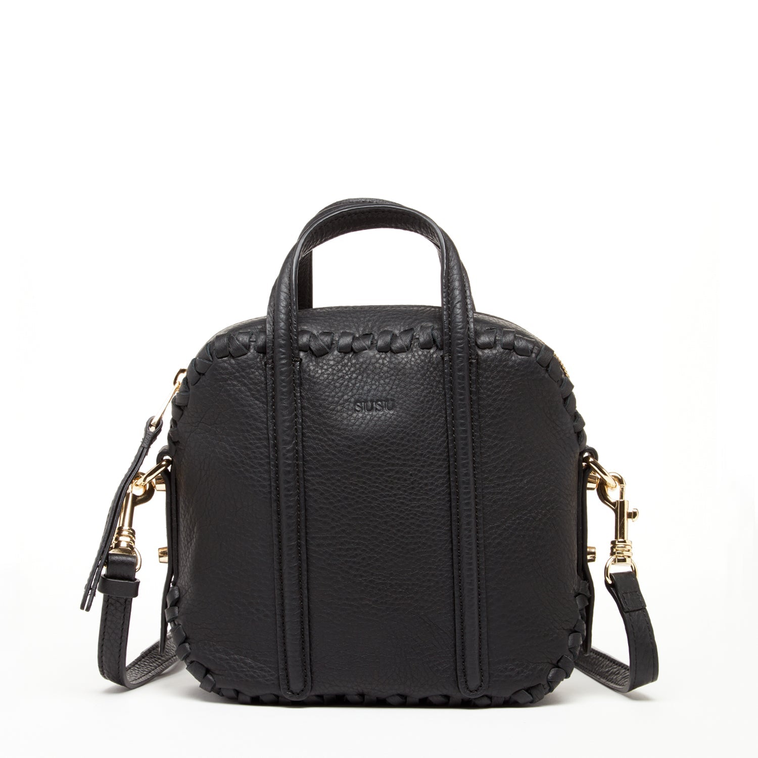 Black Purse Leather Crossbody Bag Medium Size Women's Handbag