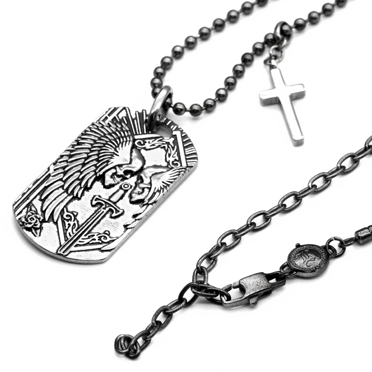Skull Necklace Duty & Honor Skull ID Tag Pendant