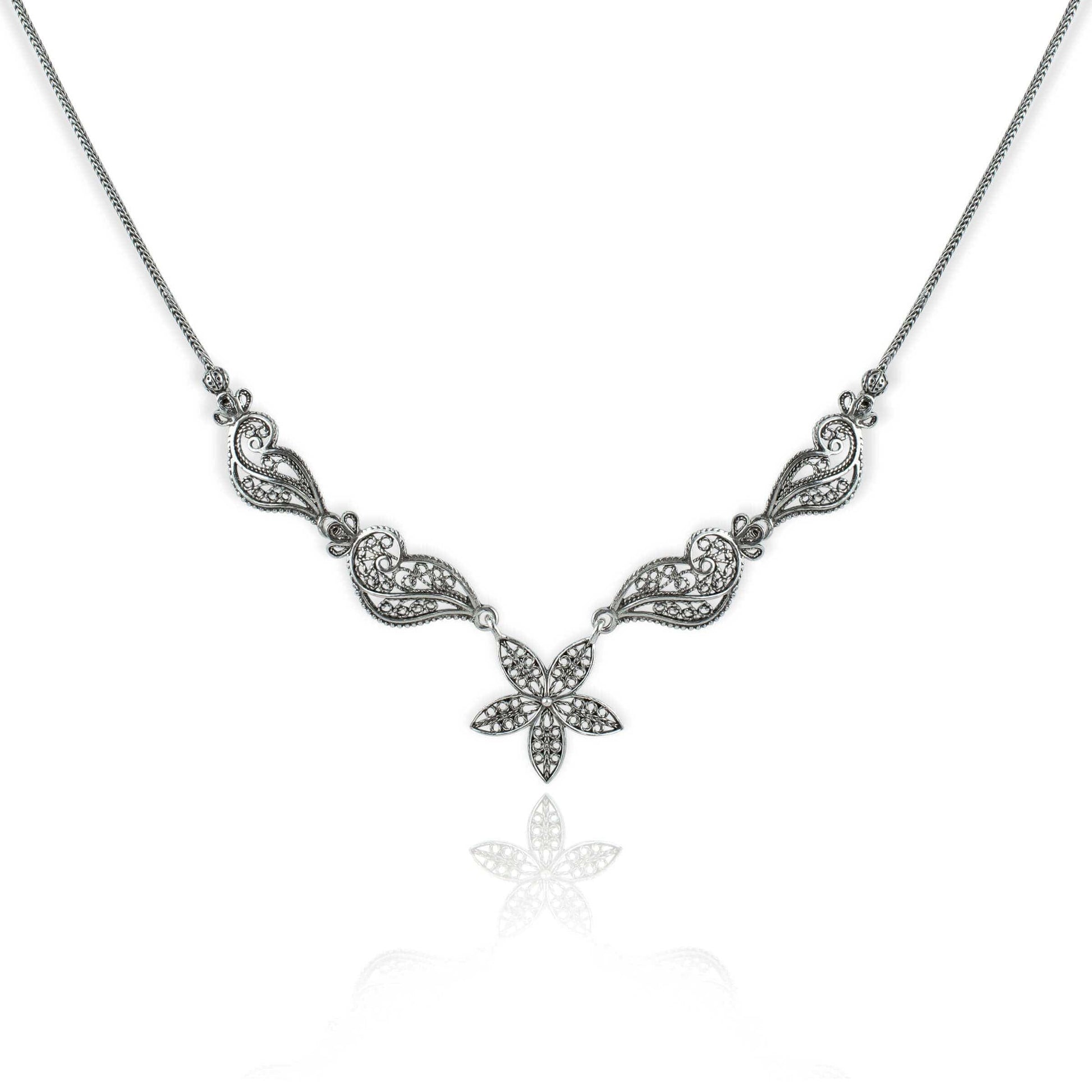 Filigree Art Women Sterling Silver Princess Necklace