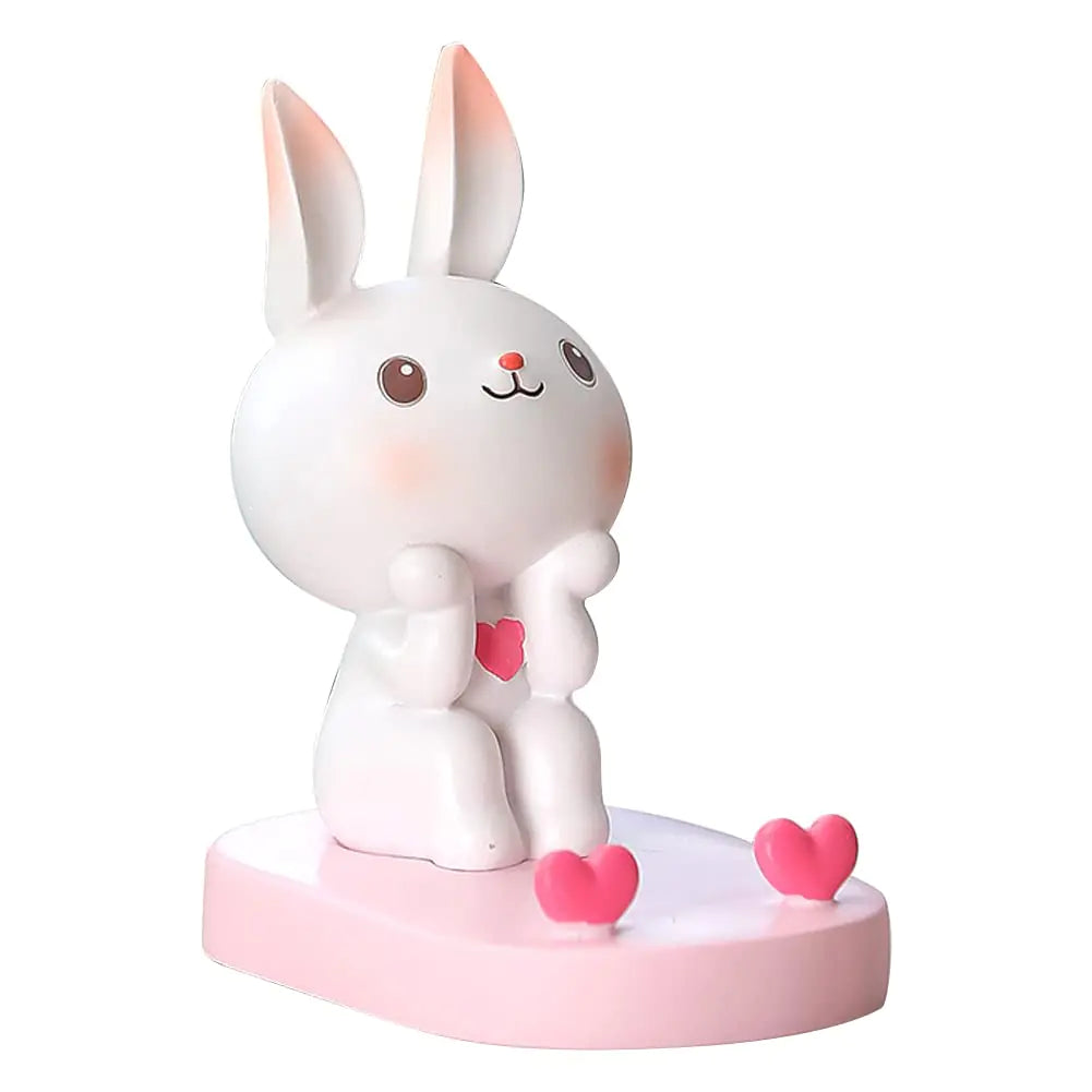 Zcargel Cartoon Phone Stand Kawaii Phone Stand Desk Animal Rabbit Cellphone Stand Mount Cute Funny Resin Bunny Statue Decoration Ornament Compatible with Most Smartphone Model