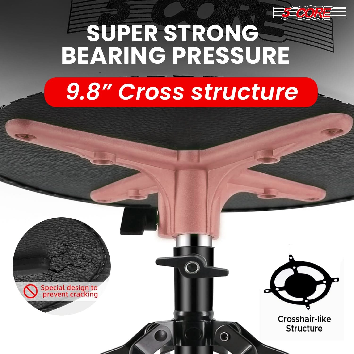 5Core Drum Throne Padded Guitar Stool Adjustable Drummer Seat for
