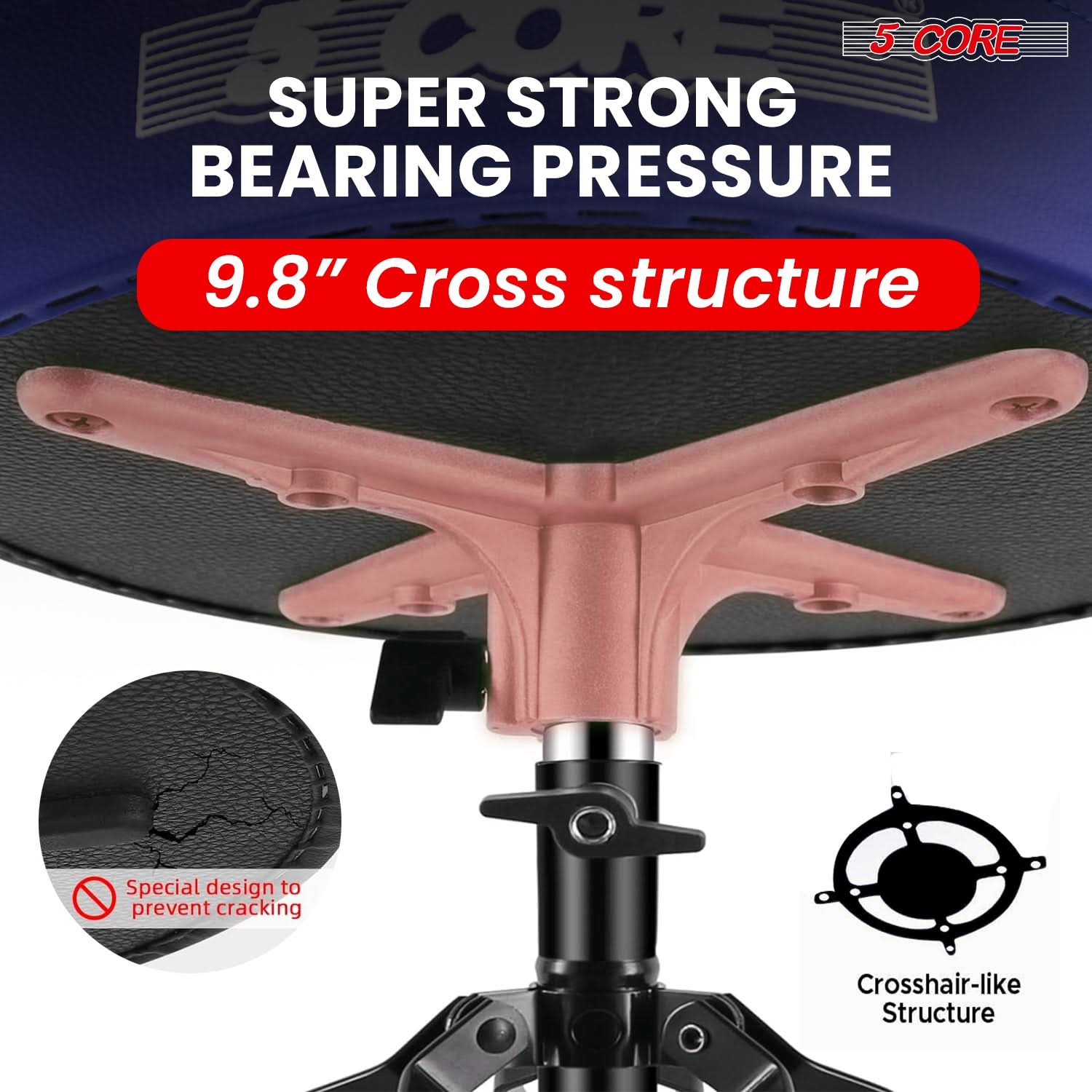 5Core Drum Throne Padded Guitar Stool Adjustable Drummer Seat for