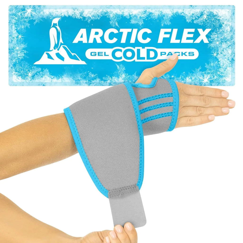 Arctic Flex Wrist Ice Pack Wrap - Refreezable Gel Compression Support - Flexible Hot & Cold Brace for Injuries Rheumatoid Tendinitis Swelling & Carpal Tunnel - Reusable for Pain & Muscle Therapy
